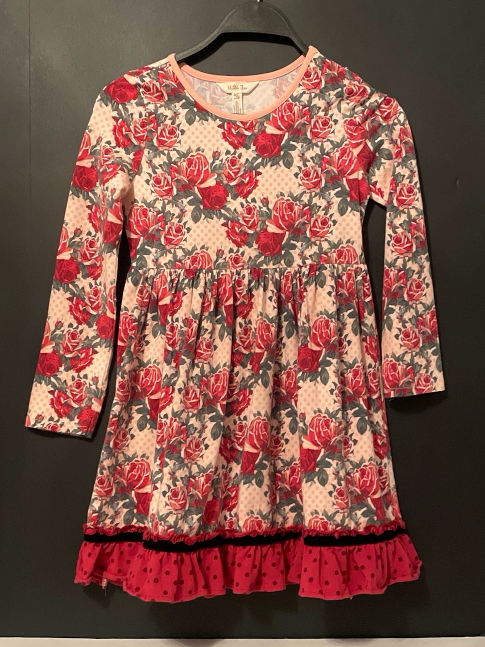 Matilda Jane Just Imagine Kensley Dress Girls 10 Floral Dot Christmas Holiday
